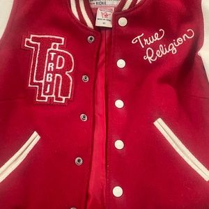 True Religion varsity volley ball bomber jacket for girls